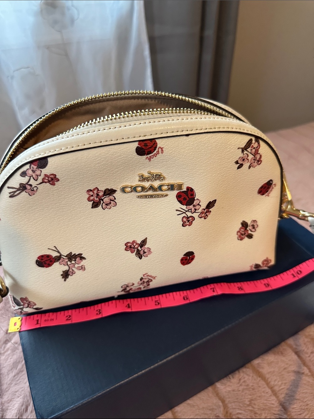 Coach Cream Floral & Ladybug Leather Crossbody - Picture 9 of 11